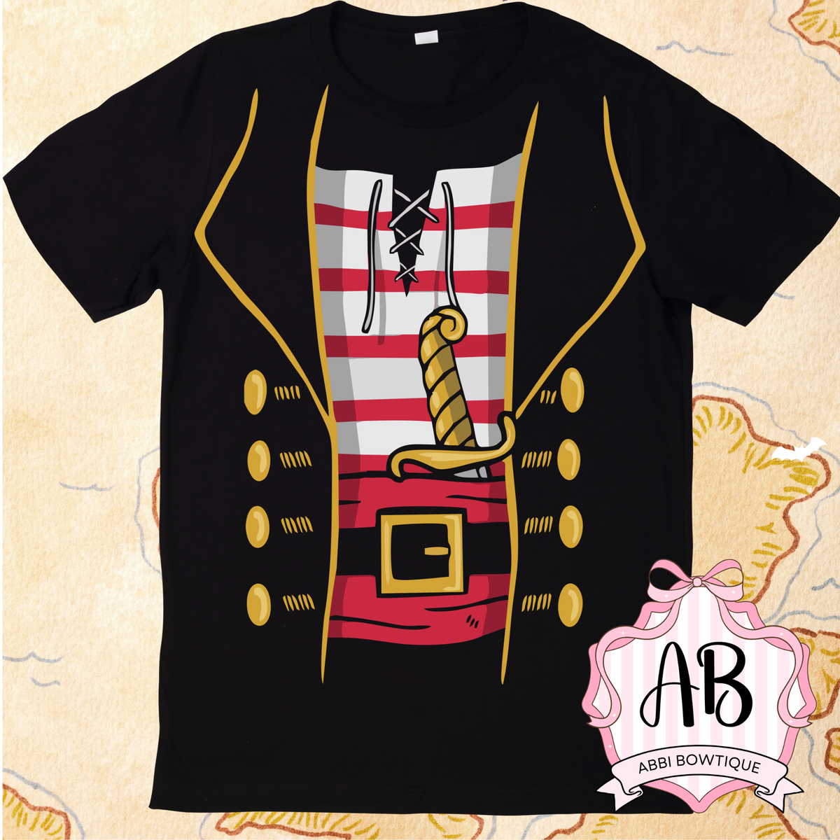 Pirate Inspired Graphic Tee | Caribbean Cruise Shirt | Cruise Ship Pirates Night Outfit | Red Striped Pirate Costume Shirt | Matching Family Cruise Wear