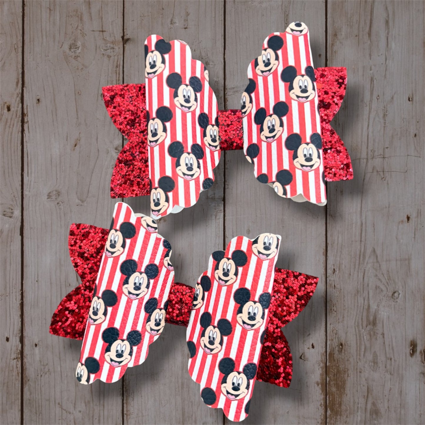 Magical Mouse 4-Inch Boutique Hair Bow | Red Glitter Handmade Girls Bow