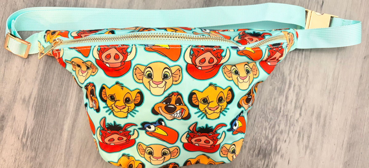 Lion Inspired Crossbody Bum Bag | Colorful Safari Character Print Belt Bag | Park Day Travel Bag | Kids Matching Available