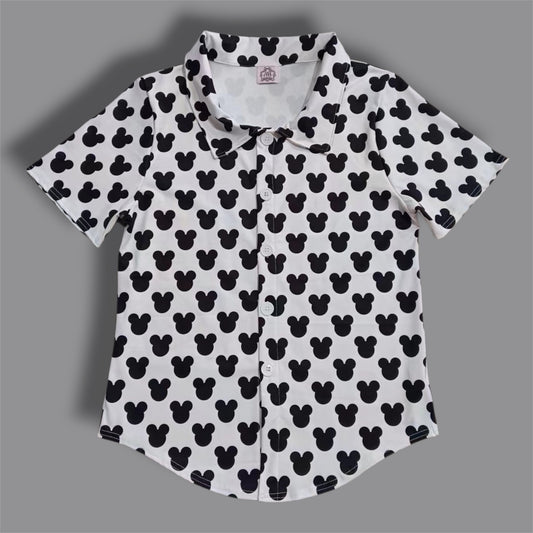 Mouse Inspired Boys & Men’s Button Down Shirt | Family Matching Vacation Outfit | Dad and Son Resort Shirt