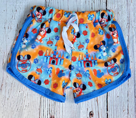 Girls Magical Pup Day Shorts | Blue Heeler Inspired Kids Shorts | Park Day Summer