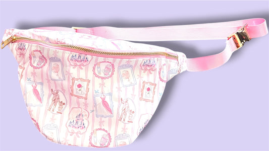 Pink Princess Belt Bag | Magical Castle Crossbody Fanny Pack | Theme Park Outfit Bag | Girly Vacation Travel Bag | Coquette Princess Accessory