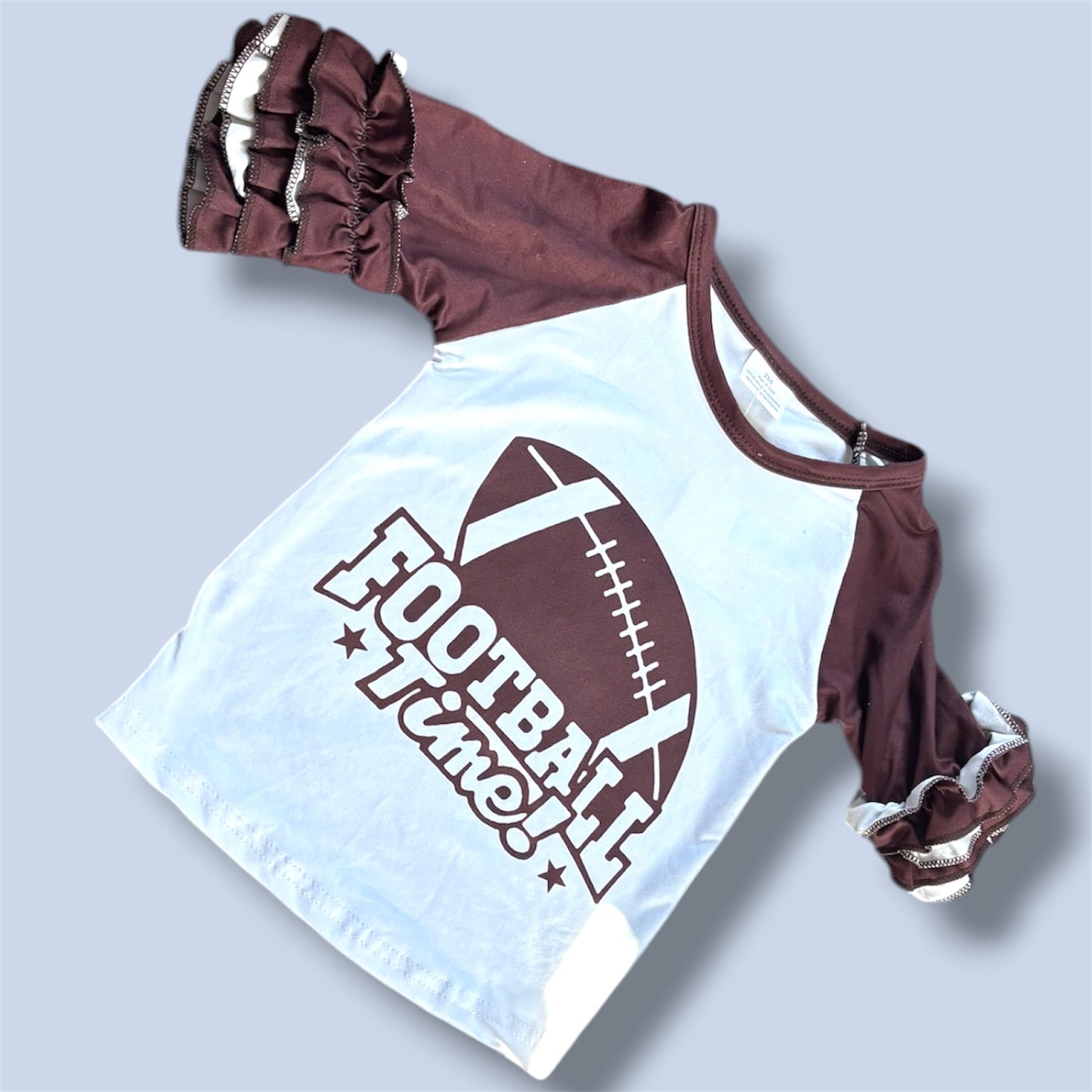 Girls Football Shirt | Ruffle Sleeve Raglan Tee | Kids Game Day Outfit | Cute Football Top for Girls | Fall Sports Shirt | Toddler Youth Football Tee