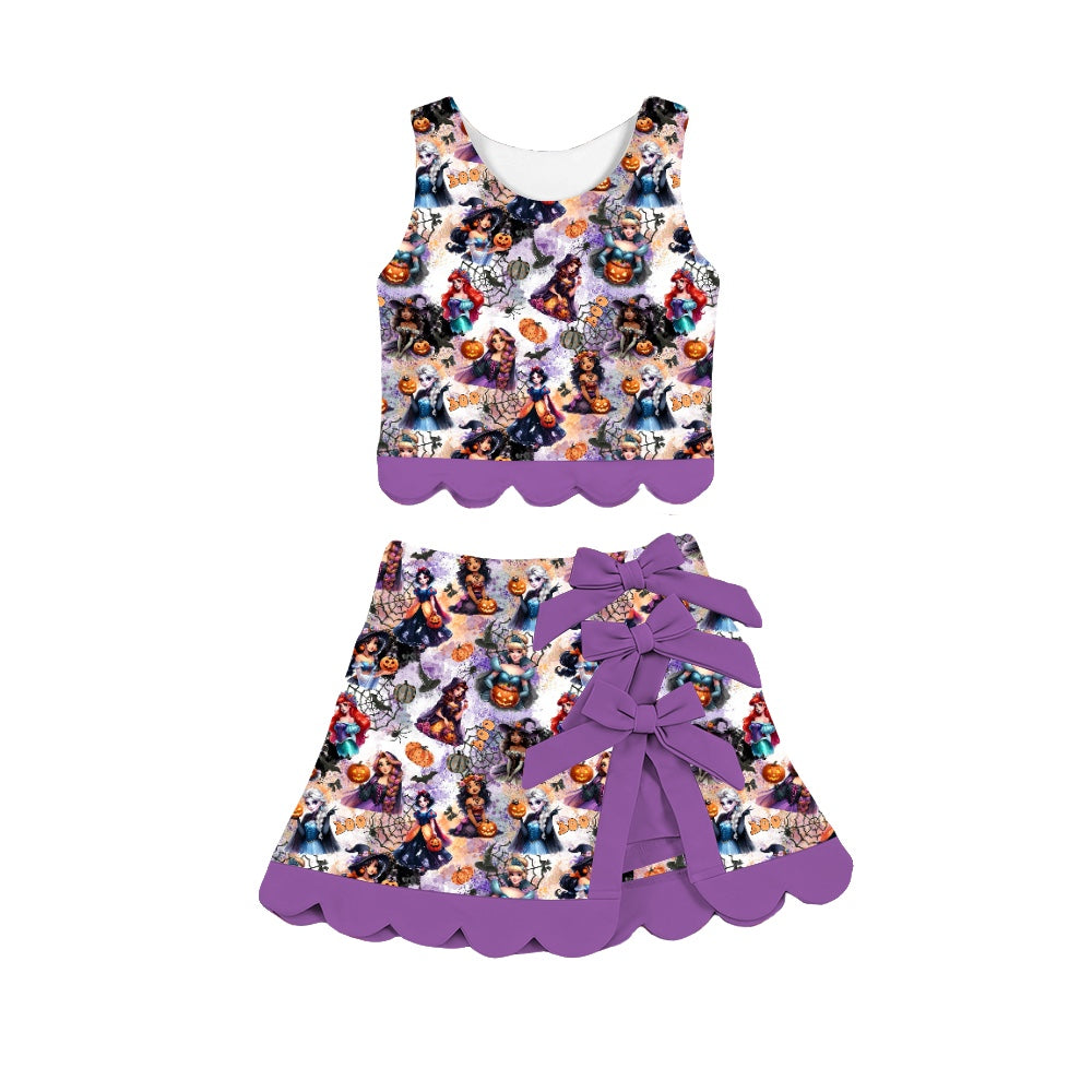 PREORDER Princess Halloween Family Matching Yoga Set | Mommy & Me Purple Scallop Athletic Outfit | Magical Spooky Active Set