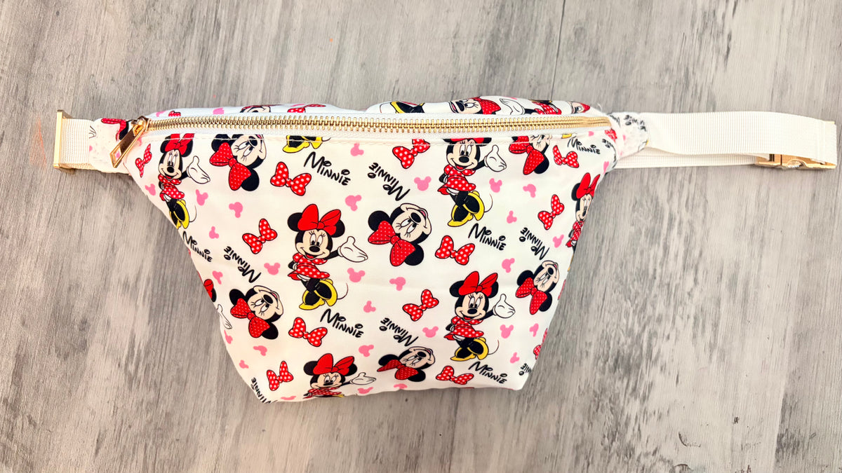 Mouse Red Bow Crossbody Bum Bag | Character Print Belt Bag | Pink Park Travel Bag