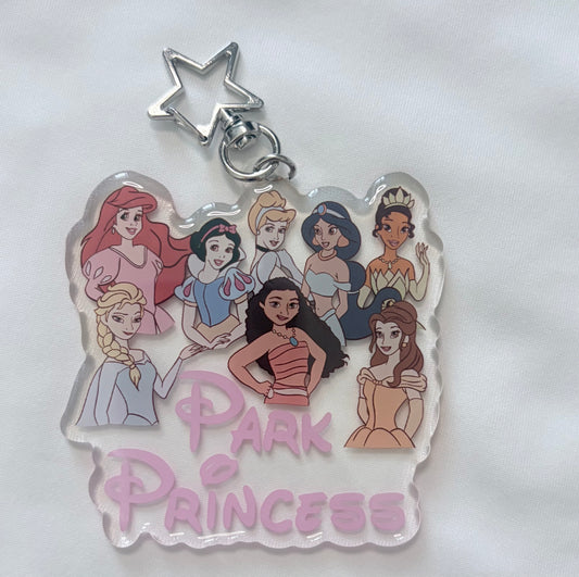 Princess Park Bag Charm | Princess Theme Park Acrylic Keychain | Disney Parks Bag Accessory