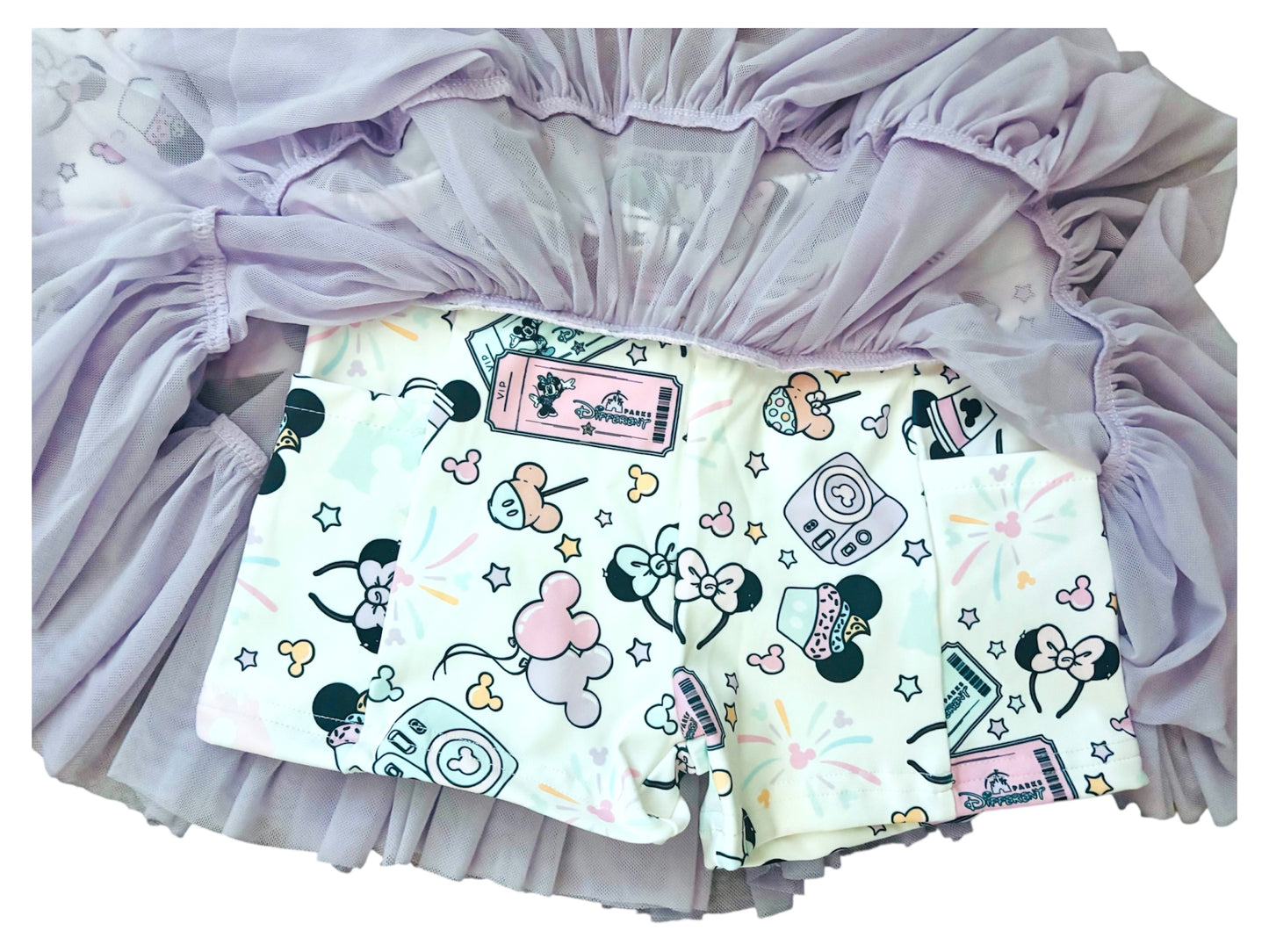 Magical Mom & Me Outfit Set – Pastel Park Print Top + Purple Mesh Skirt/ yoga wear sets/ matching magical sets