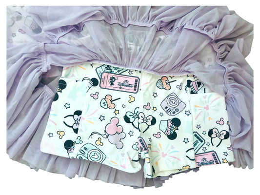 Magical Mom & Me Outfit Set – Pastel Park Print Top + Purple Mesh Skirt/ yoga wear sets/ matching magical sets