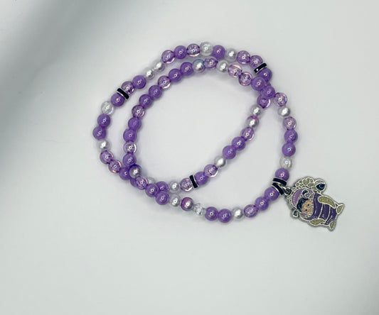 Boo Inspired Beaded Bracelet | Handmade Monsters Inc Stackable Jewelry | Purple Stretch Bracelet | Theme Park Accessory