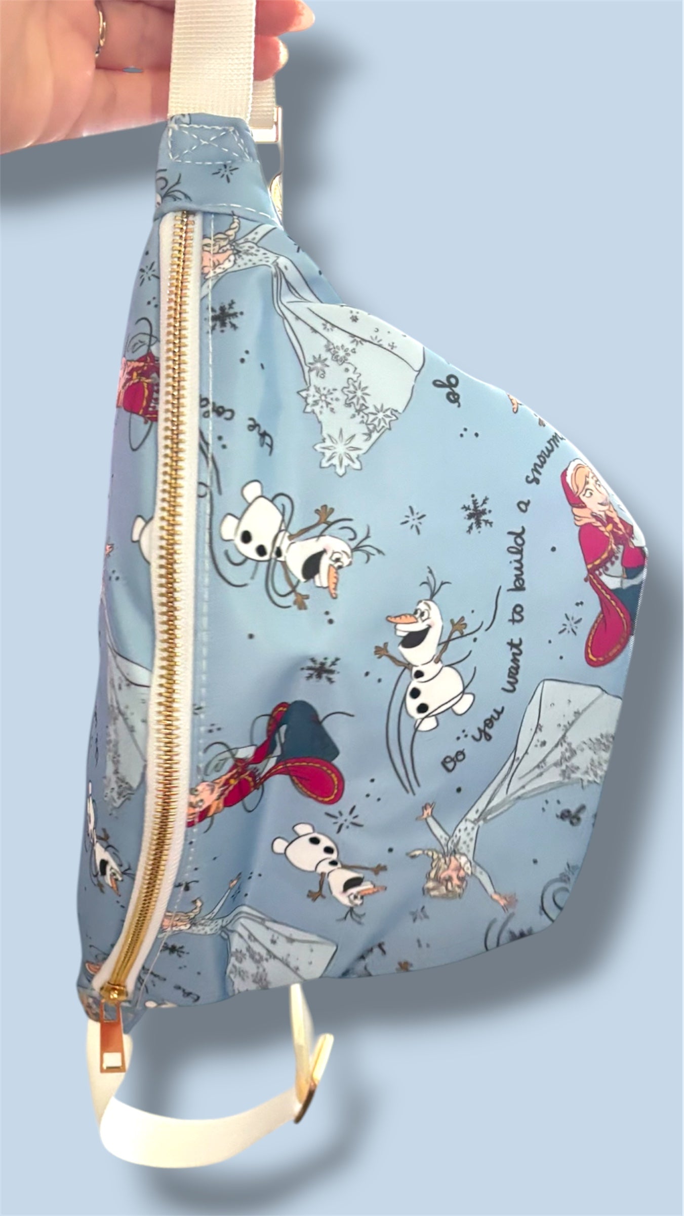 Blue Ice Queen Belt Bag | Snow Queen Inspired Fanny Pack | Winter Princess Park Outfit Crossbody Bag | Girls & Women Magical Theme Park Bag