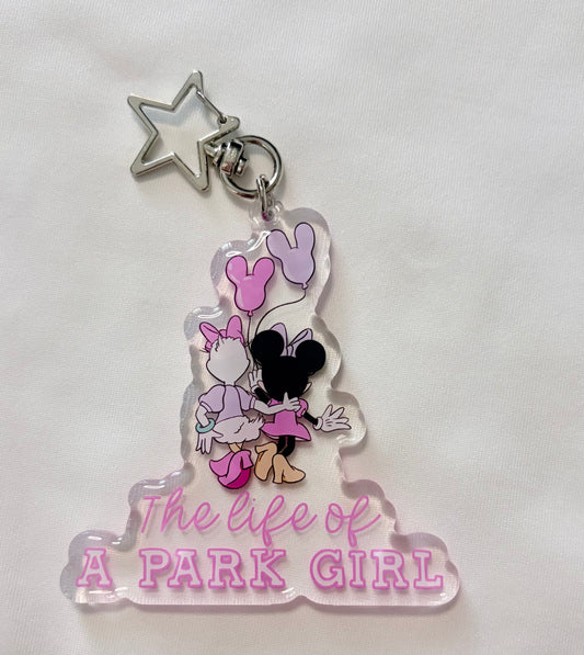 Park Girl Besties Bag Charm | Theme Park Acrylic Keychain | Park Girl Bag Accessory