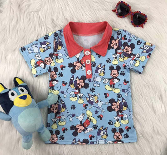 Magical Friends Boys Polo Shirt | Cartoon Dog & Mouse Kids Shirt | Toddler Boy Theme Park Shirt | Vacation Outfit Boys | Boutique Kids Clothing