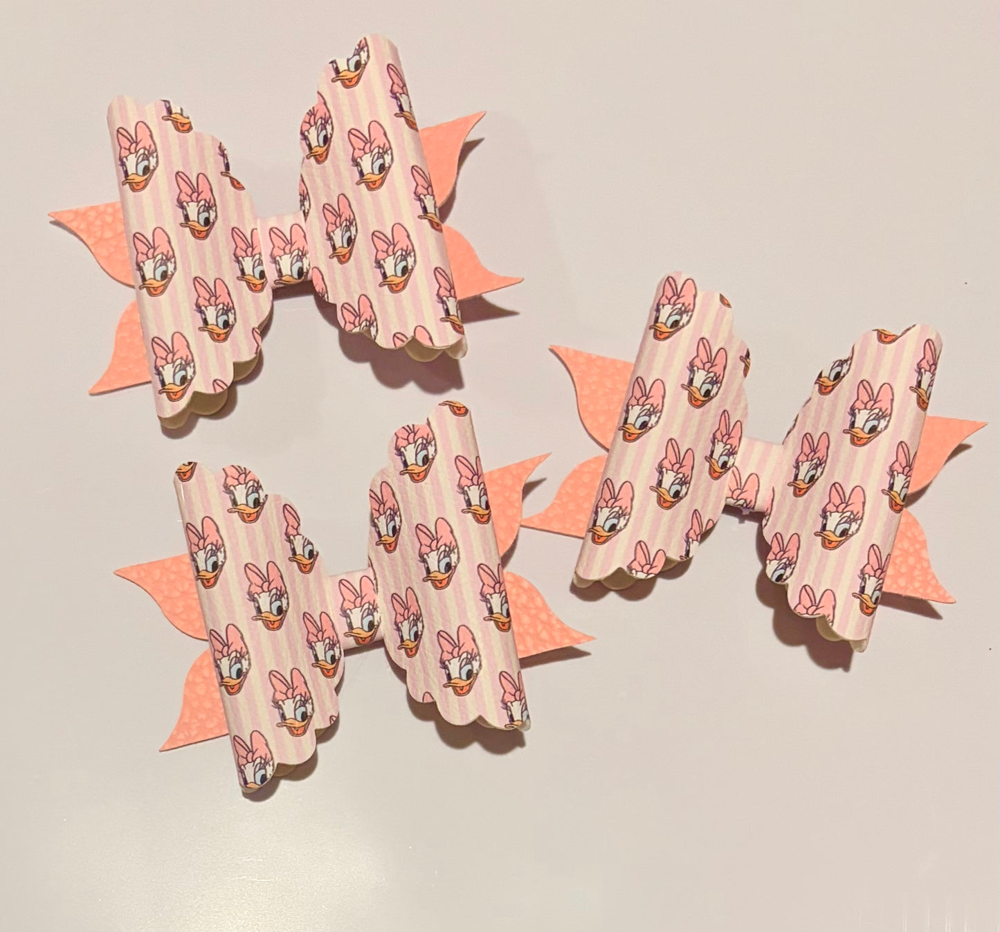 Daisy Duck Inspired Pink Hair Bow | 4 Inch Handmade Girls Hair Bow | Pink & Peach Boutique Hair Accessory