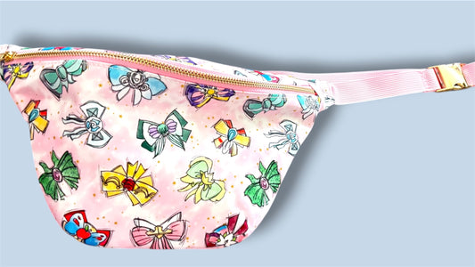 Princess Coquette Bow Belt Bag | Pink Bow Fanny Pack | Girly Theme Park Crossbody Bag | Magical Princess Outfit Accessory | Mommy & Me Matching Bag