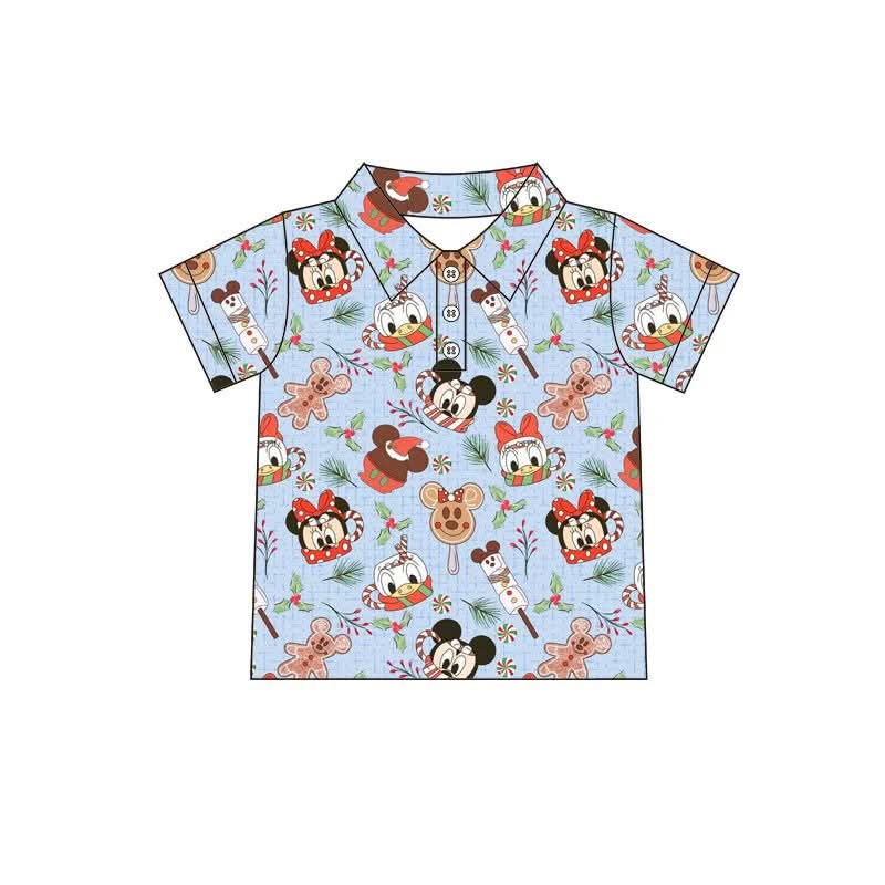 Preorder Family Matching Holiday Gingerbread Mouse Button-Up Shirt | Boys & Men’s Christmas Hawaiian Style Shirt | Festive Holiday Park Vacation Top