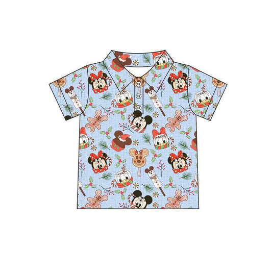 Preorder Family Matching Holiday Gingerbread Mouse Button-Up Shirt | Boys & Men’s Christmas Hawaiian Style Shirt | Festive Holiday Park Vacation Top