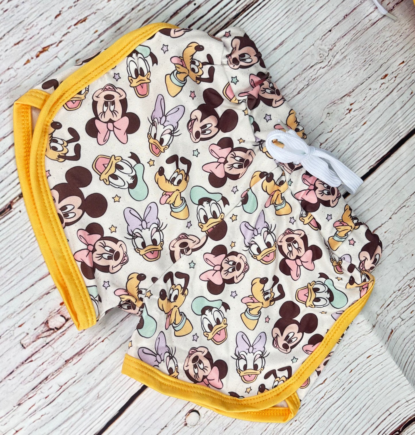 Magical Mouse & Friends Girls Shorts | Retro Character Print Shorts | Soft Summer Lounge Shorts | Boutique Kids Clothing