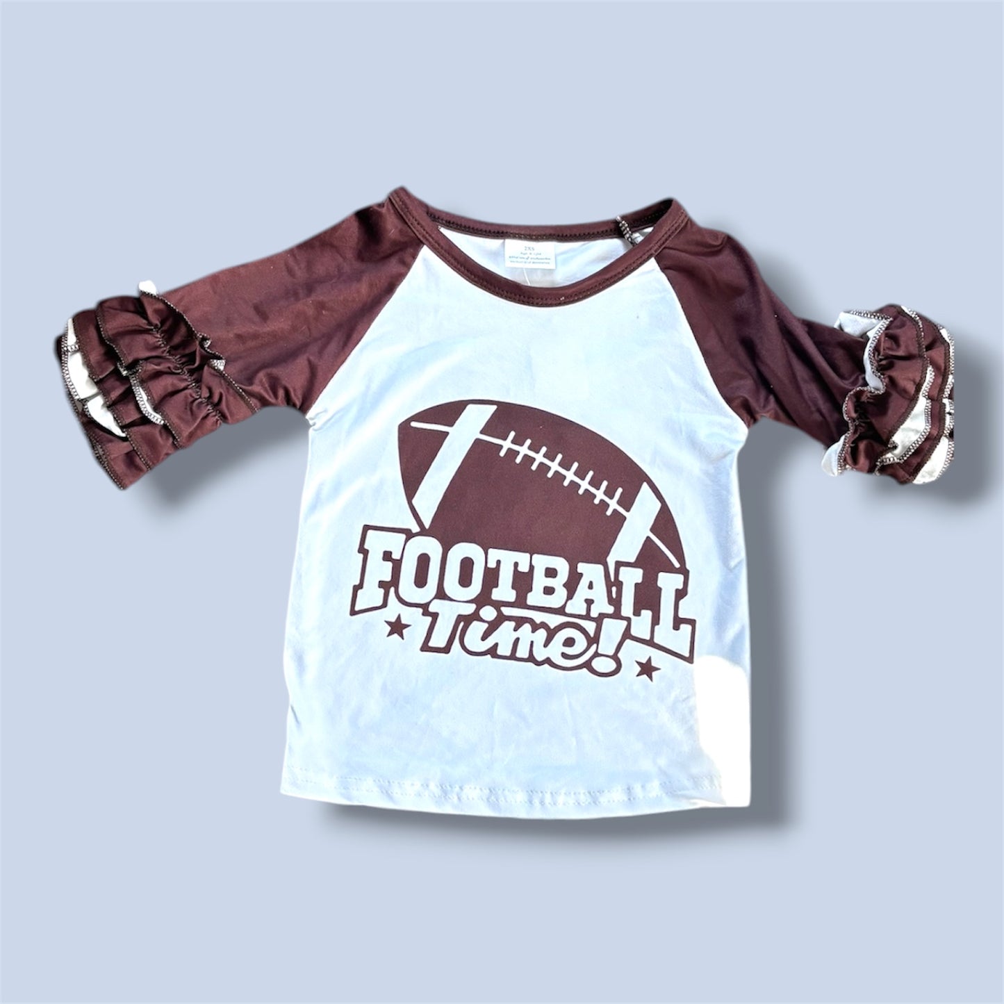 Girls Football Shirt | Ruffle Sleeve Raglan Tee | Kids Game Day Outfit | Cute Football Top for Girls | Fall Sports Shirt | Toddler Youth Football Tee