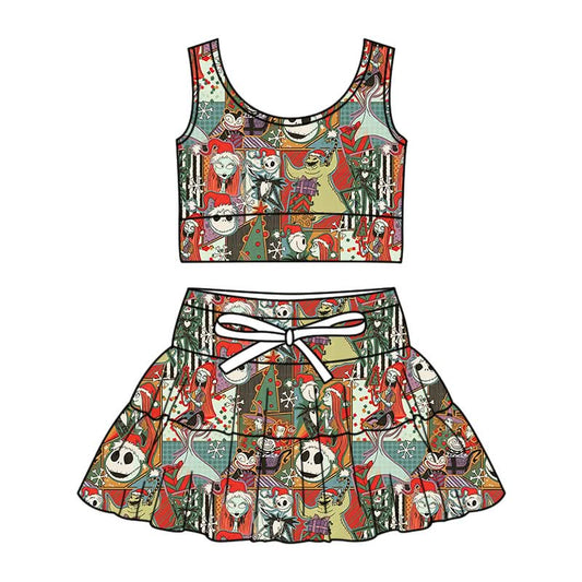 PREORDER Halloween Christmas Family Matching Yoga Set | Spooky Holiday Athletic Outfit | Nightmare Inspired Skort Set