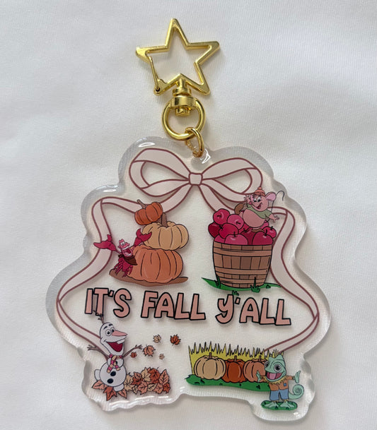 It’s Fall Y’all Bag Charm | Fall Pumpkin Acrylic Keychain | Autumn Theme Park Bag Accessory