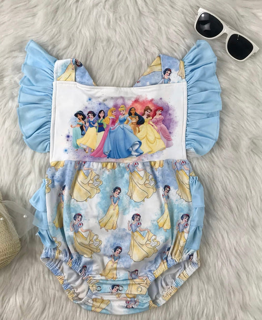 Princess Inspired Baby Romper | Magical Vacation Outfit | Fairy Tale Baby Bubble Romper | Theme Park Baby Outfit | Boutique Baby Girl Outfit