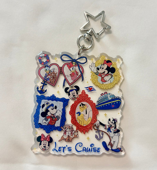 Let’s Cruise Bag Charm | Cruise Vacation Acrylic Keychain | Cruise Theme Park Bag Accessory