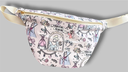 Magical Glass Slipper Inspired Belt Bag | Princess Park Outfit Fanny Pack | Fairy Tale Waist Bag for Theme Park Trips | Adjustable Crossbody Belt Bag