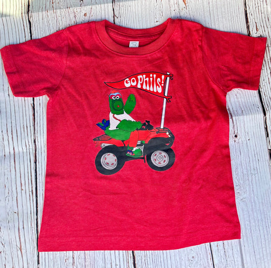Phillies Phanatic “Go Phils!” Toddler Tee – Red Mascot Shirt