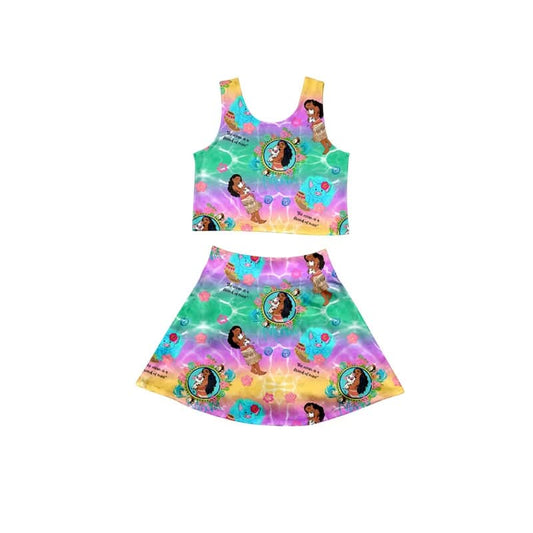Ocean Princess Girls’ Yoga Skirt Set | 2 Piece Activewear Outfit with Tank Top & Flowy Skirt | Magical Park Outfit | Boutique Kids Clothing