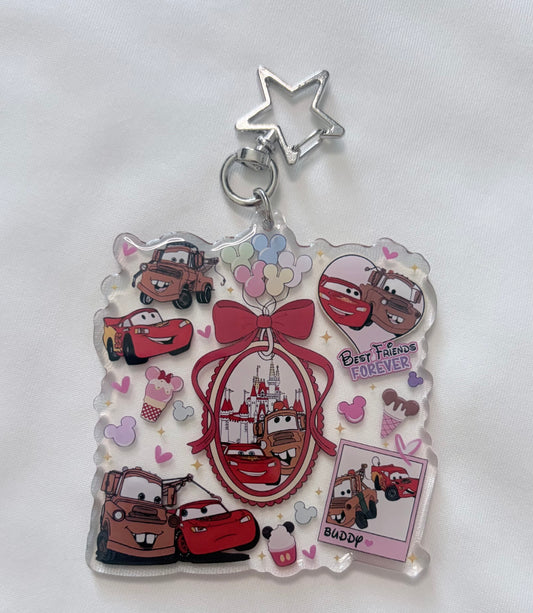 Cars Best Friends Bag Charm | Racing Friends Acrylic Keychain | Theme Park Bag Accessory