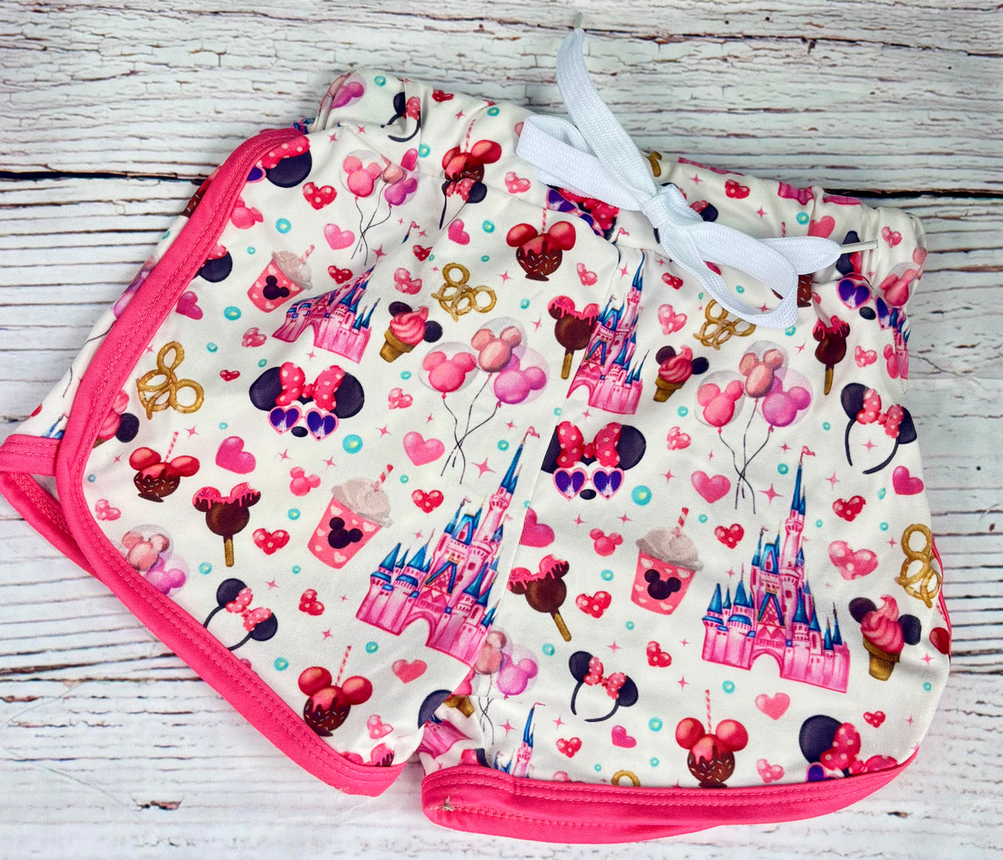 ✨ Girls Magical Mouse Day Shorts | Pastel Hot Pink Park Outfit Shorts | Soft Summer Boutique Shorts ✨