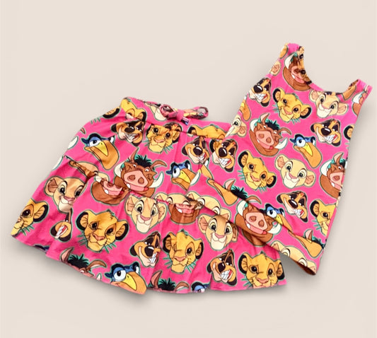 Lion King Safari Friends Pink Girls Set | Kids Character Inspired Outfit | Matching Family Park Outfit | Boutique Girls Tank & Skirt Set