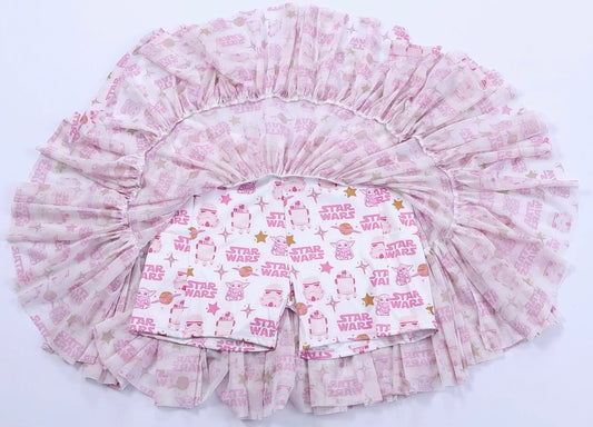 Pink Star Wars Character flowy Skirt with Pockets