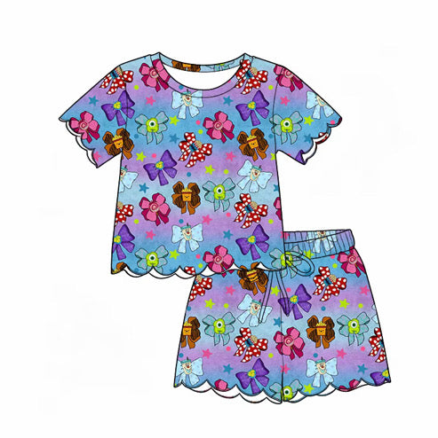 Coquette Magical Characters Matching Lounge Set for Girls & Women | Soft Yoga Waffle Fabric | Boutique Scalloped Set