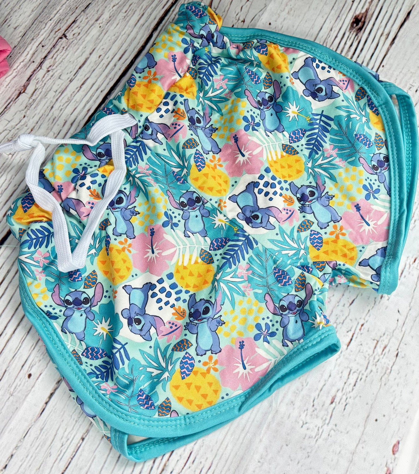 🌺 Tropical Stitch Alien Floral Shorts for Girls | Summer Vacation Shorts | Lightweight Kids Lounge & Play Shorts 🌺