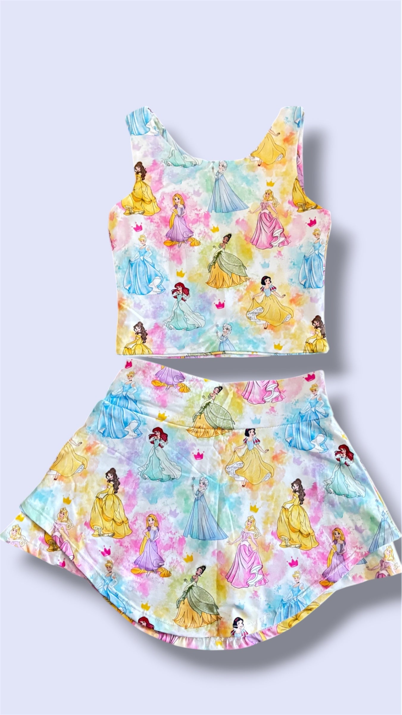 Pastel Princess Dreams yoga Set 🩷  Girls Princess Outfit | Two Piece Activewear Set | Built-In Shorts Skirt | Slight Crop Tank | Theme Park Vacation Outfit