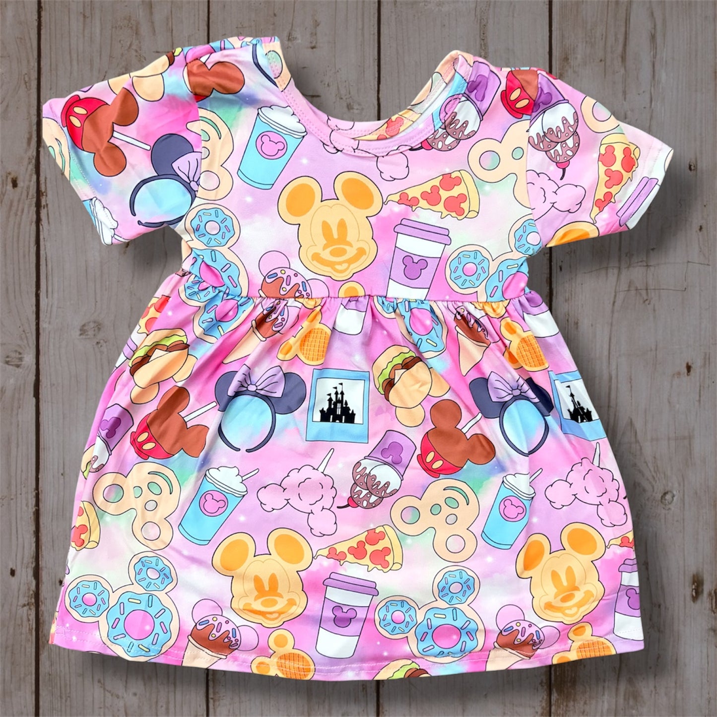 ✨ Magical Park Snack Dress for Girls ✨🍩🏰☁️