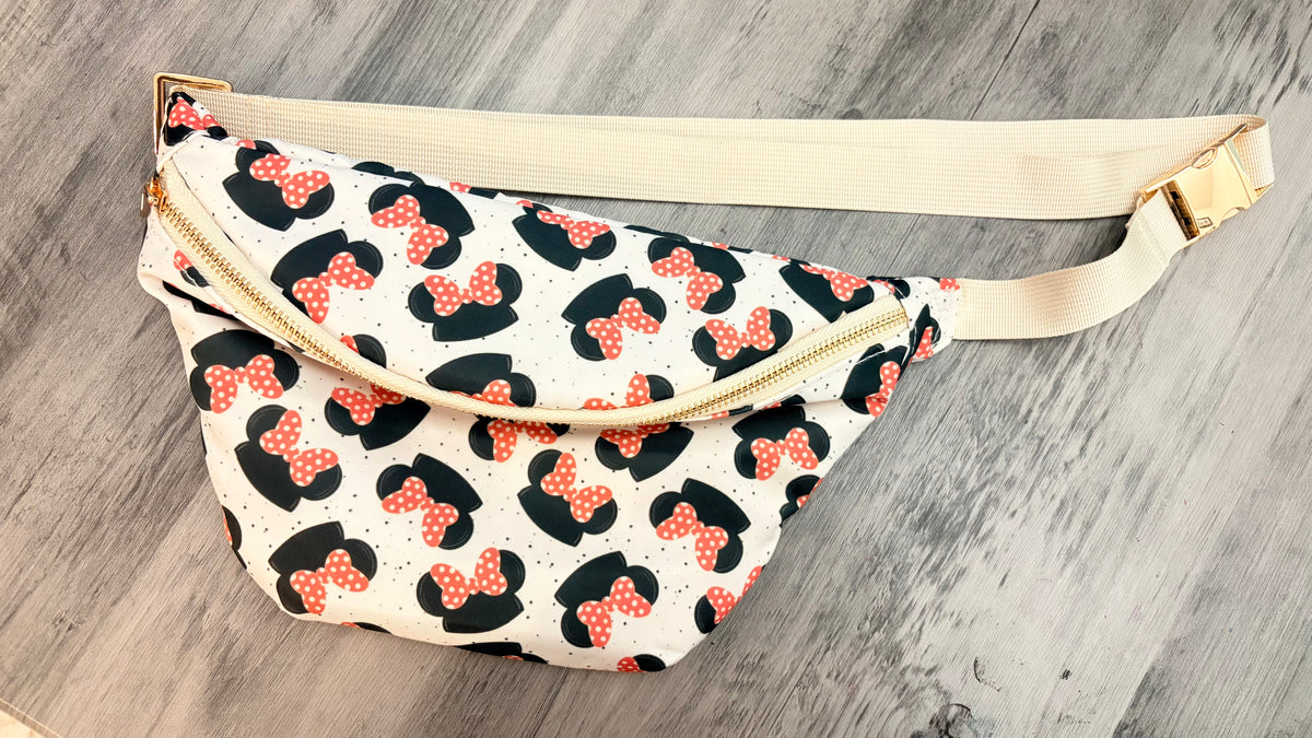 Classic Bow Print Crossbody Bum Bag | Red Polka Dot Bow Character Belt Bag