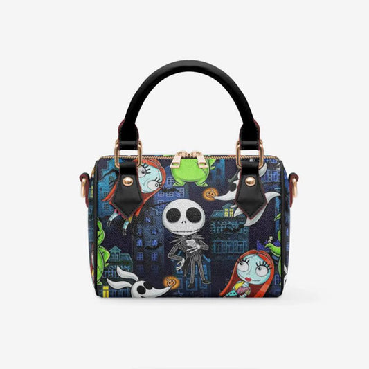 Nightmare Halloween Christmas Satchel Bag | Spooky Character Print Handbag | Gothic Crossbody Purse | Haunted Holiday Park Bag