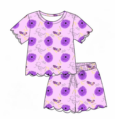 Rapunzel Inspired Matching Lounge Set for Girls & Women | Soft Yoga Waffle Fabric | Boutique Scalloped Lounge Set | Preorder