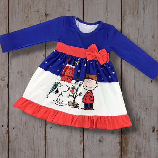 Girls Peanuts Christmas Dress | Snoopy & Charlie Brown Holiday Dress | Long Sleeve Christmas Boutique Dress