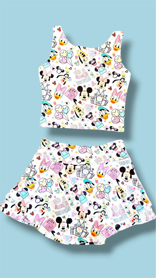 Magical Friends Active Skort Set ✨  Girls Two Piece Yoga Set | Built-In Shorts | Slight Crop Tank | Park Day Ready