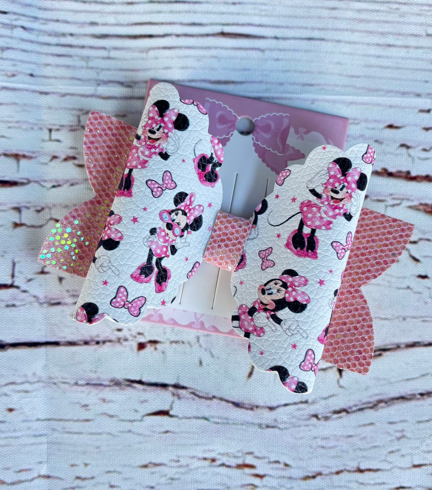 🎀 Pink Mouse-Inspired Glitter Bow | Boutique Girls Hair Bow 🎀