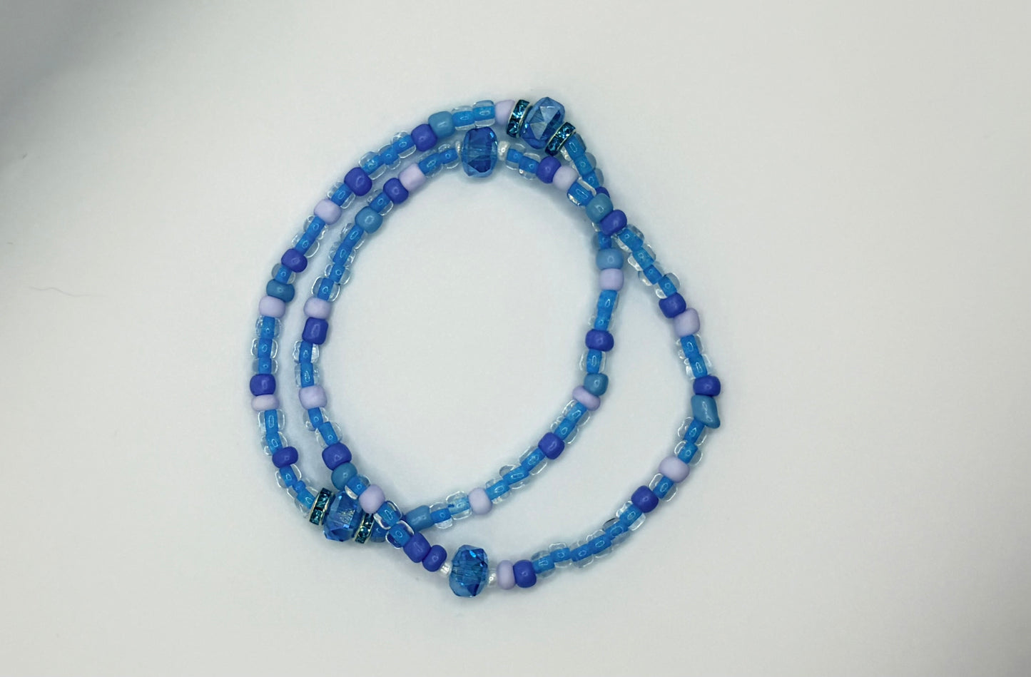 Frozen Inspired Beaded Bracelet | Handmade Ice Princess Stackable Jewelry | Blue Crystal Stretch Bracelet | Theme Park Accessory