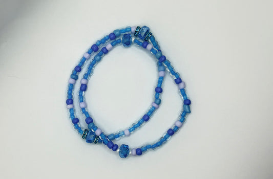 Frozen Inspired Beaded Bracelet | Handmade Ice Princess Stackable Jewelry | Blue Crystal Stretch Bracelet | Theme Park Accessory