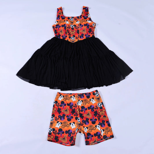 Mom & mini Halloween Pumpkin Mouse Dress | Black & Orange Spooky Halloween Dress | Disney Inspired Boutique Twirl Dress