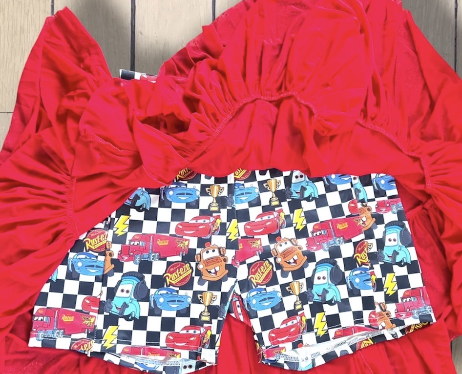 Women’s Cars Racing Ruffle Skirt | Red-Inspired Race Car Skirt | Character Boutique Clothingo