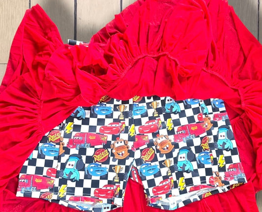 Women’s Cars Racing Ruffle Skirt | Red-Inspired Race Car Skirt | Character Boutique Clothingo