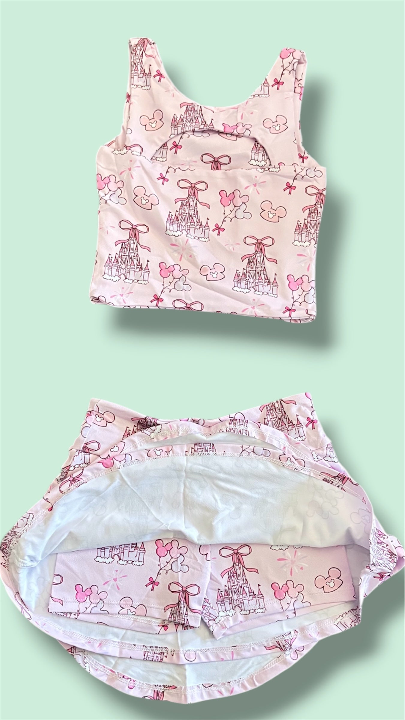 Pink Castle Dreams Activewear Set 🎀  Girls Magical Two Piece Set | Built-In Shorts | Slight Crop Tank | Theme Park Outfit | Boutique Girls Clothing