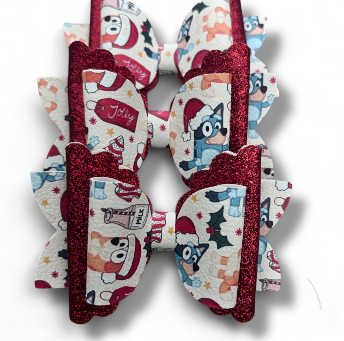 Jolly Holiday Blue Pup Bow